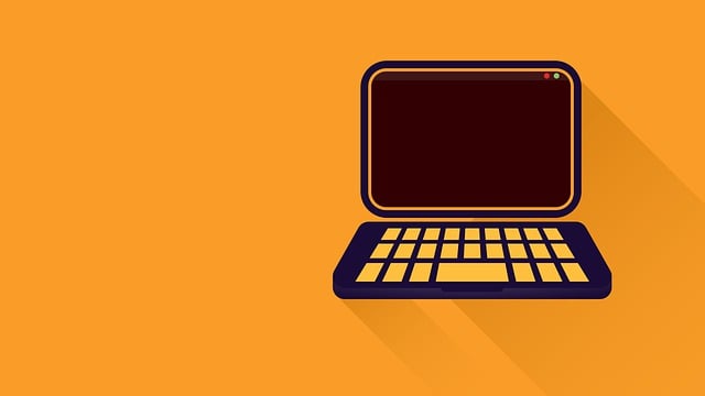 Free developer laptop long shadow illustration