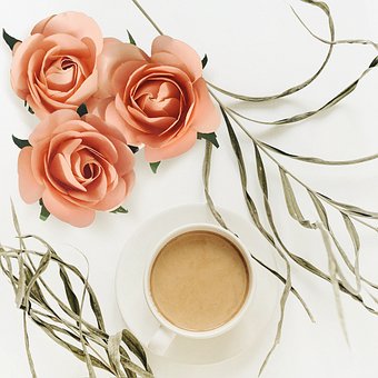 Kaffe, Blomst Tapet, Ovenfra, Rose