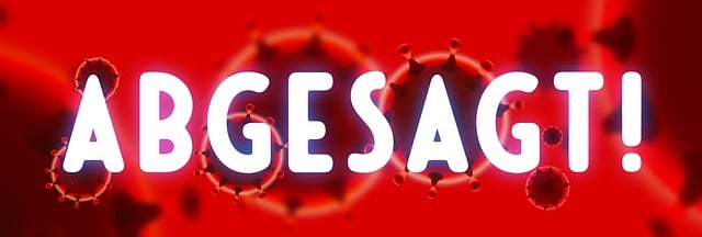Abgesagt, Schrift, Coronavirus