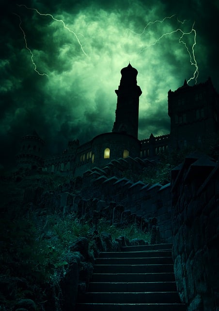 Free fantasy castle thunderstorm illustration