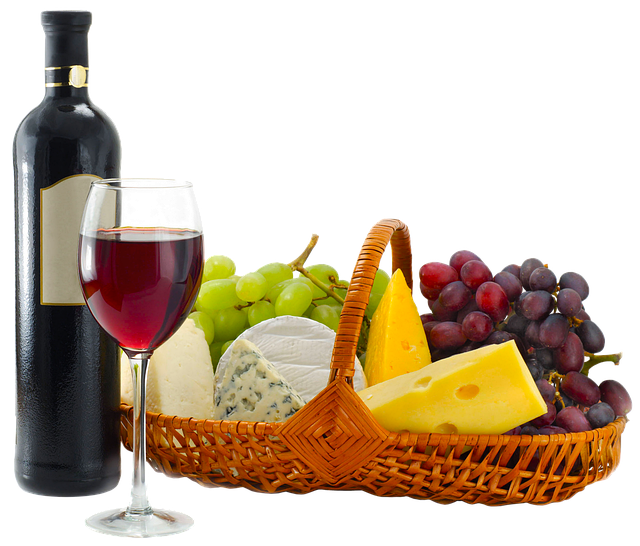 Free a bottle of wine wineglass basket illustration
