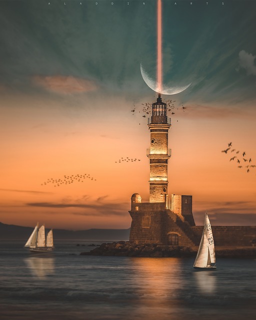 Free Lighthouse Moon photo and picture