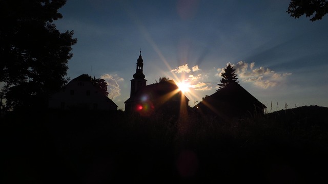 Kostel, Světlo, Západ Slunce