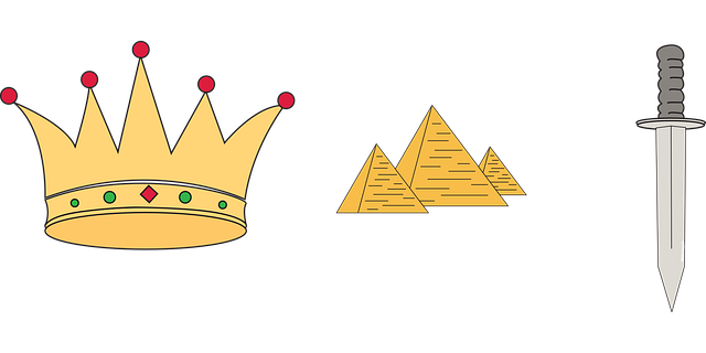 Free crown sword pyramid vector