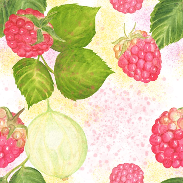 Free raspberries seamless pattern tiles illustration