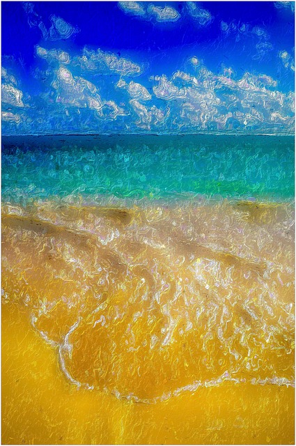 Картина Маслом, Океан, Вода, Облака