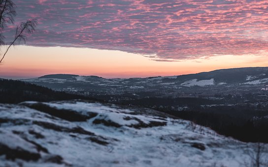 Solnedgang, Skyer, Natur, Landskab