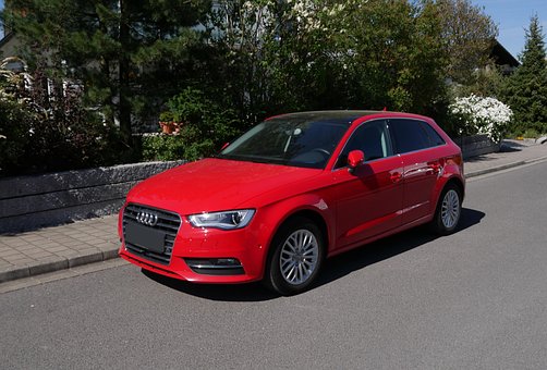 Audi, Červené, Automobil, Vozidlo