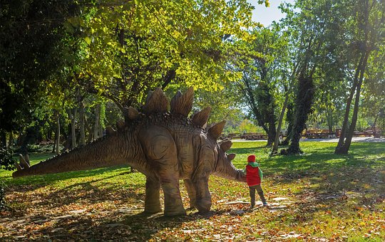 Dinosaurio, Chico, Parque, Soleado