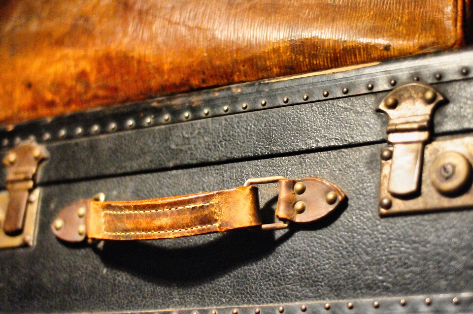Suitcase, Old, Vintage, Train, Leather, Handle, Metal