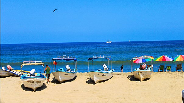 Sayulita, Mexiko, Strand, Fischerboot