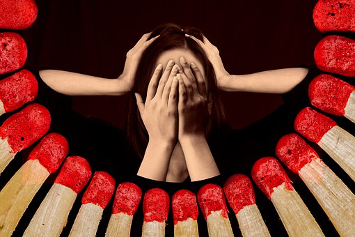Stress, Burnout, Woman, Matches, Flame