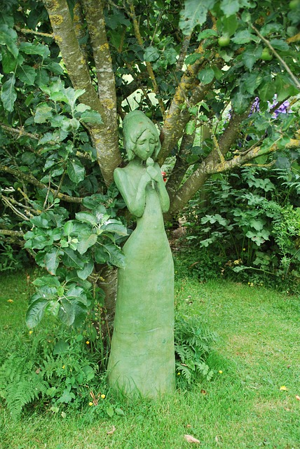 Frau, Statue, Garten, Natur, Landschaft