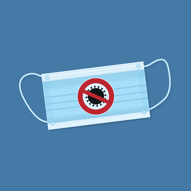Free mouth guard coronavirus sign vector