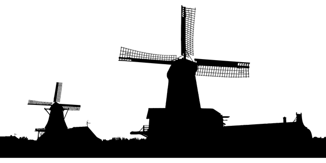 Vindmøller, Landskab, Silhuet, Træer