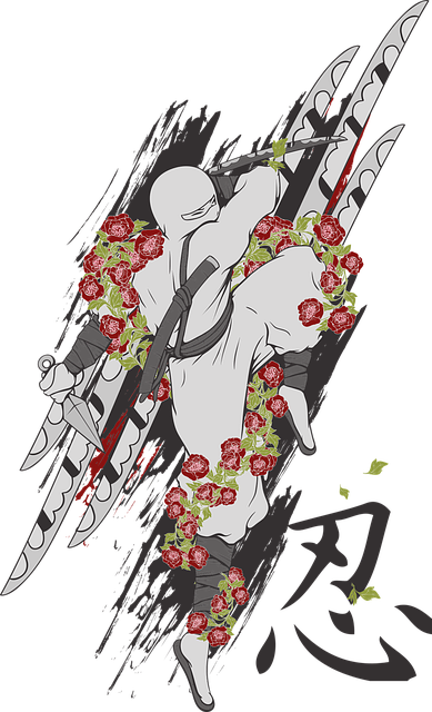 Free ninja flower assassin illustration