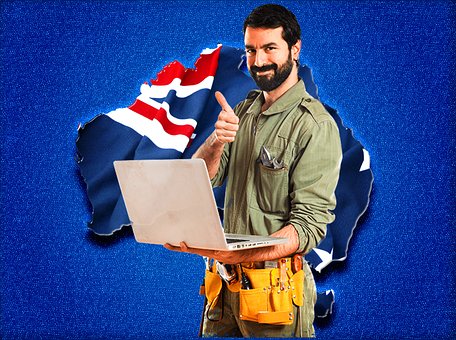 Australien, Kort, Verden, Global, Kompas