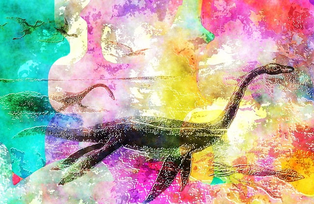 Download free HD stock image of Sea Plesiosaur Free sea plesiosaur dinosaur illustration