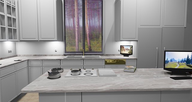 Free Architectural Kitchen 3D Rendering photo and picture