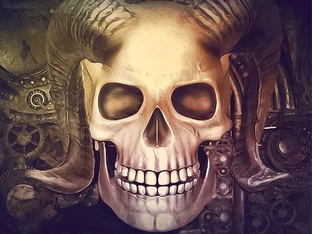 Free steampunk skull devil illustration