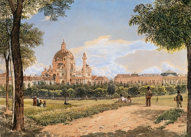 Free rudolf von alt view of st charles's church illustration