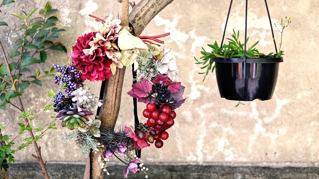 Kranz, Herbstlich, Blumen, Bunt, Rosa