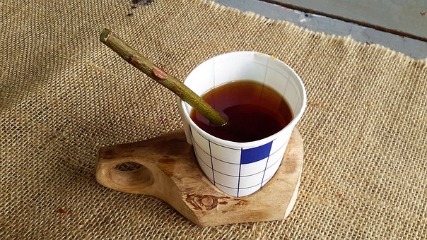 Kaffe, Dixie Cup På, Pind, Træ, Jute