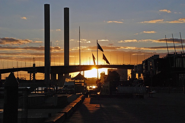Bro, Solnedgang, Melbourne, Havneområder
