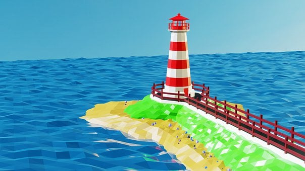 Low Poly, Far, Mare, Turnuri, 3D-Model