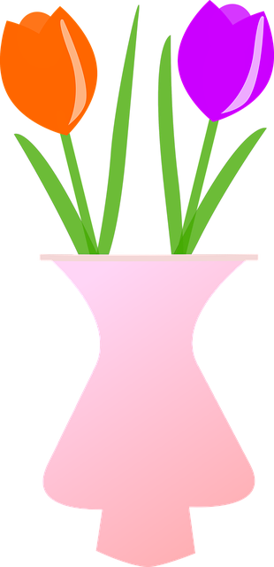 Free bouquet tulips vase illustration