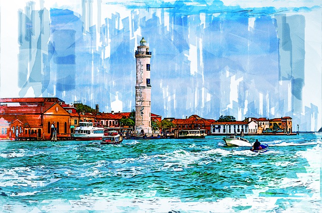 Free murano lighthouse venice venetian lagoon illustration