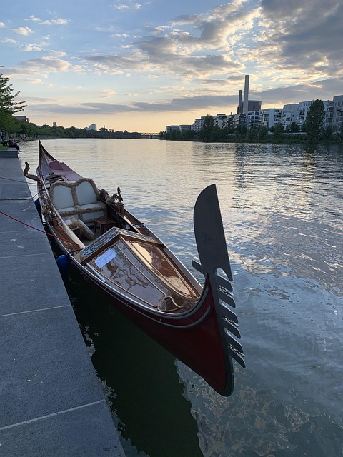 Gondol, Italien, Frankfurt, Solnedgang