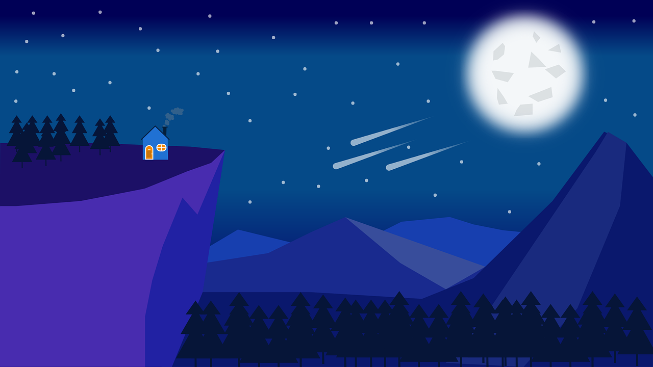 Free night mountain moon vector