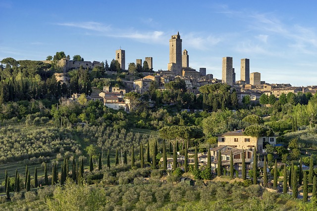 Italien, Toscana, By, Bakke, Bjergrige