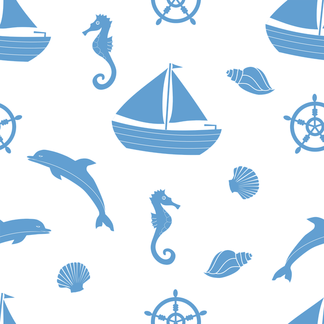 Free seamless pattern ocean boat vector