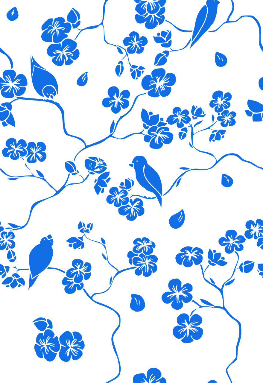 Free birds seamless pattern floral vector