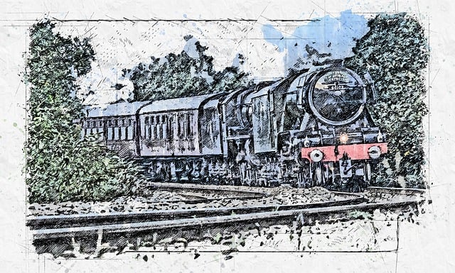 Free flying scotsman train illustration