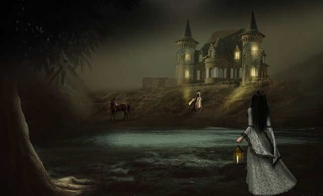 Free fantasy country water illustration