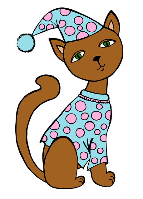 Free cat pajamas sleep illustration