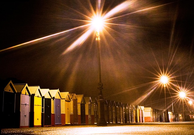 Free Brighton Beach Huts Night Time photo and picture