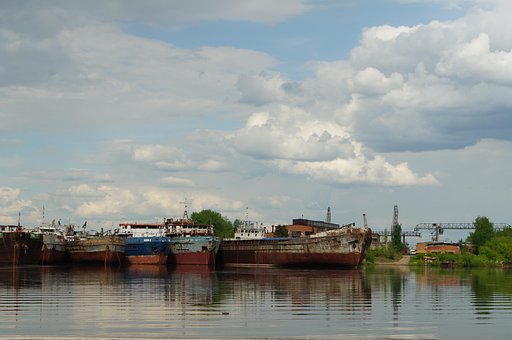 Rivier, Schepen, Overstroming, Landschap