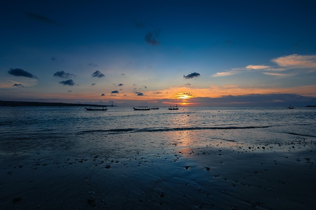 Atardecer, Playa, Mar, Bote, Cielo
