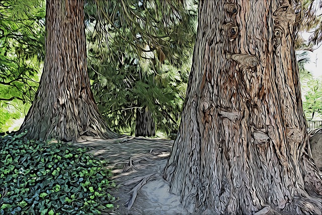 Free sequoias nature forest illustration