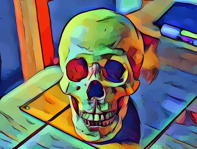Free neon skull desk vector