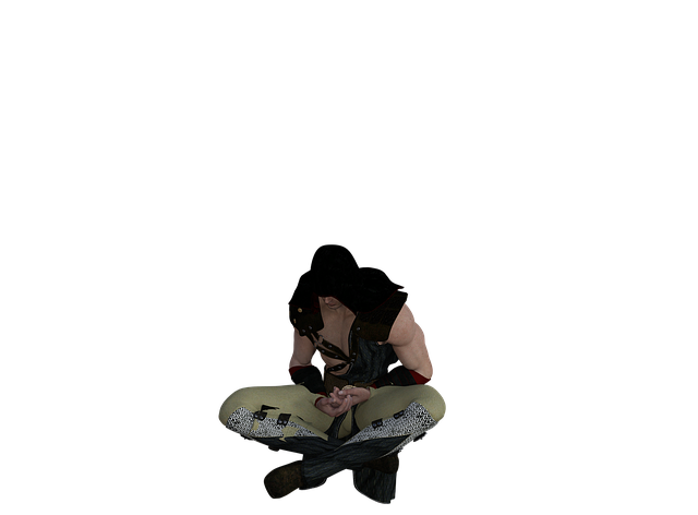 Free assassin character sitting illustration