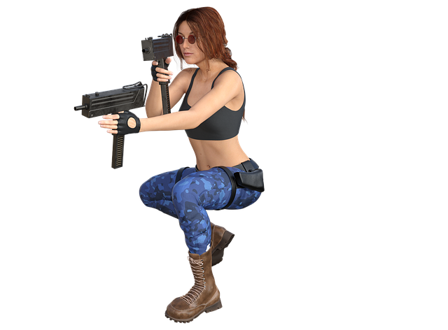 Free raider character shooting illustration