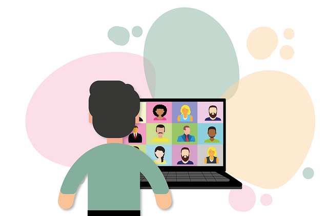 Download free HD stock image of Video Conference Home Office Free video conference home office webinar illustration