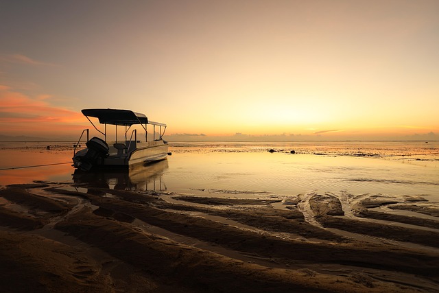 Playa, Amanecer, Bote, Oceano, Atardecer