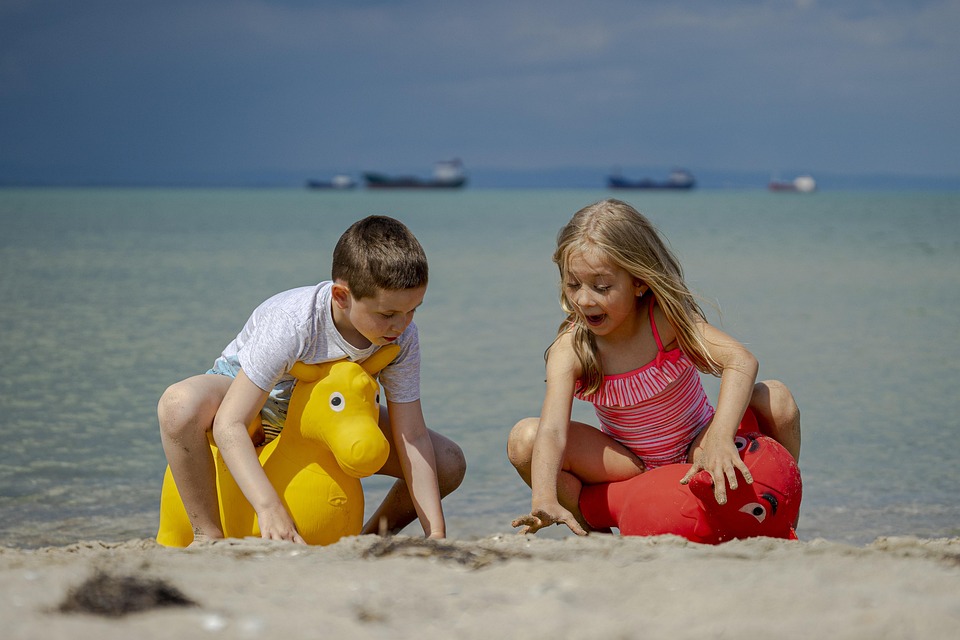 Children, Beach, June, Sea, Water, Fun, Girl, Happy