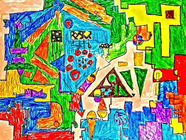Kunst, Schule, Aquarell, Gemalt, Malerei